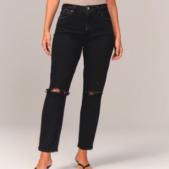 Abercrombie & Fitch Curve Love High Rise Mom Jeans‎ Black Size 25 - Picture 11 of 11